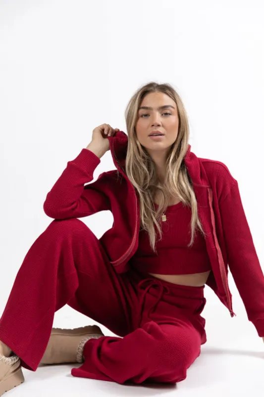 Essential Ease Red Zip Up Jacket Macy Blackwell X Pink Lily FINAL SALE sold by Pink Lily