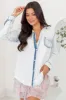With Ease White Wash Chambray Button Front Blouse FINAL SALE sold by Pink Lily