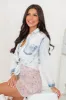 With Ease White Wash Chambray Button Front Blouse FINAL SALE sold by Pink Lily