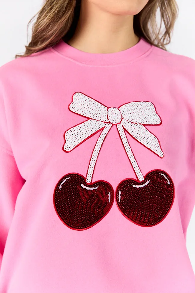 Cherry Patch Pink Oversized Sweatshirt FINAL SALE sold by Pink Lily product image thumbnail 3