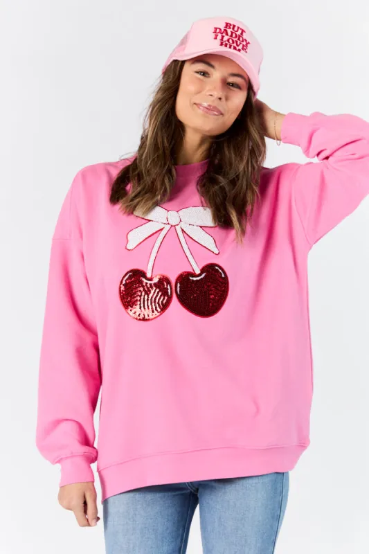 Cherry Patch Pink Oversized Sweatshirt FINAL SALE sold by Pink Lily