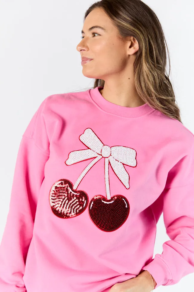 Cherry Patch Pink Oversized Sweatshirt FINAL SALE sold by Pink Lily product image thumbnail 5