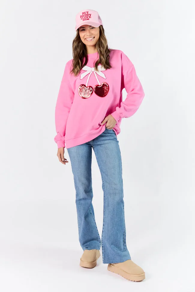 Cherry Patch Pink Oversized Sweatshirt FINAL SALE sold by Pink Lily product image thumbnail 2