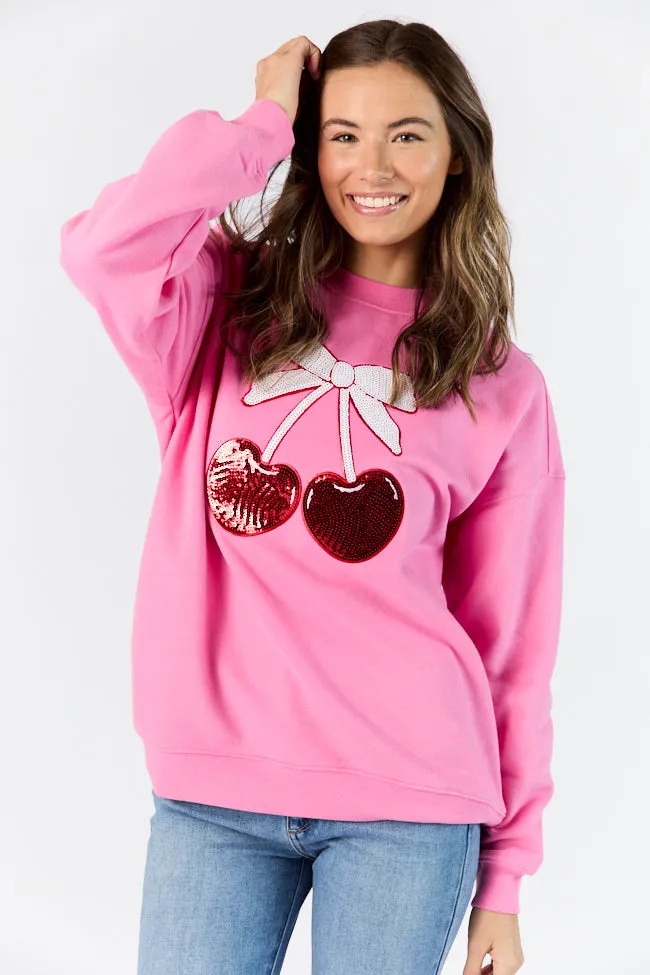 Cherry Patch Pink Oversized Sweatshirt FINAL SALE sold by Pink Lily product image thumbnail 4