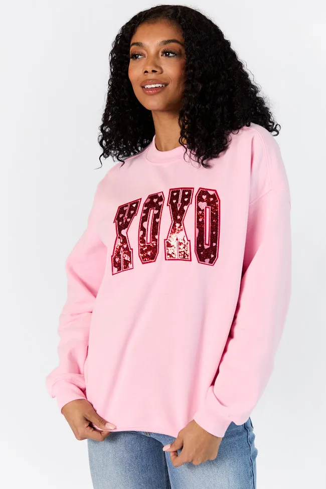 XOXO Patch Light Pink Oversized Sweatshirt FINAL SALE sold by Pink Lily product image thumbnail 4