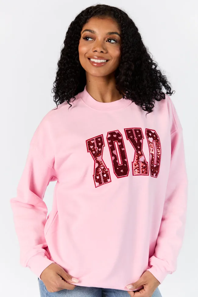 XOXO Patch Light Pink Oversized Sweatshirt FINAL SALE sold by Pink Lily product image thumbnail 5
