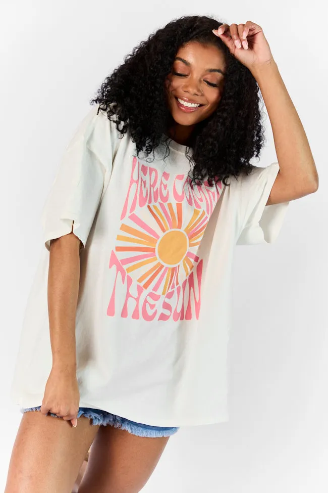 Here Comes The Sun Burst Off White Oversized Graphic Tee sold by Pink Lily product image thumbnail 4
