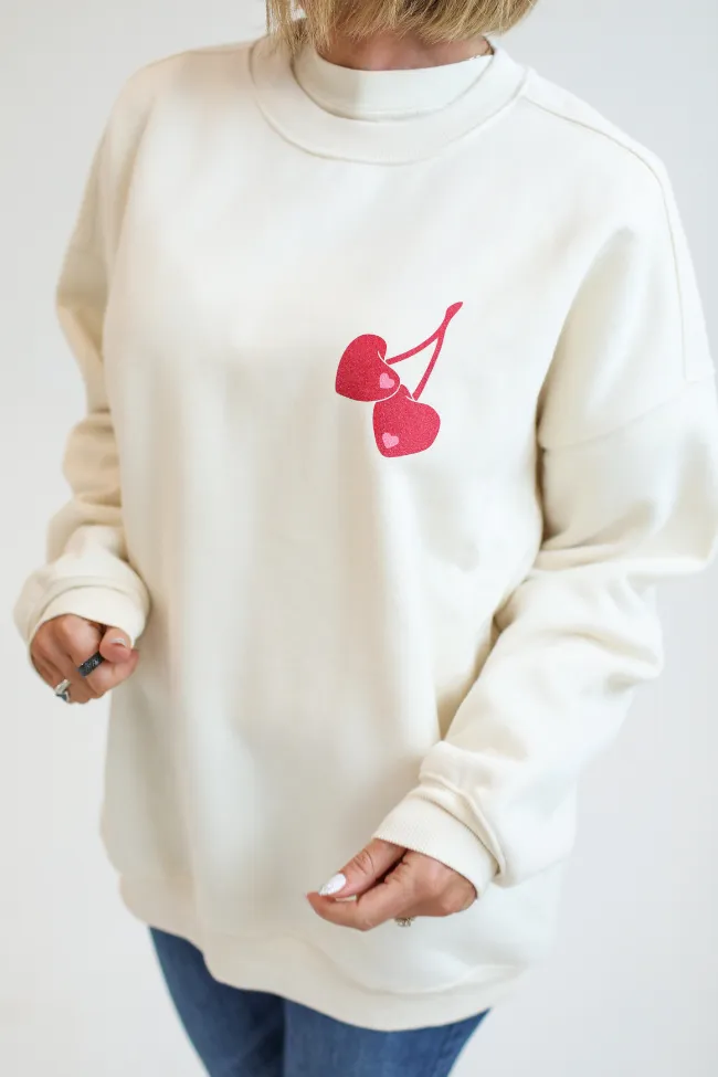 I Love You Cherry Much Cream Oversized Graphic Sweatshirt Kalee Rogers X Pink Lily sold by Pink Lily product image thumbnail 3