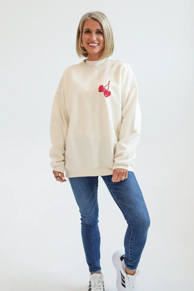 I Love You Cherry Much Cream Oversized Graphic Sweatshirt Kalee Rogers X Pink Lily sold by Pink Lily product image thumbnail 4