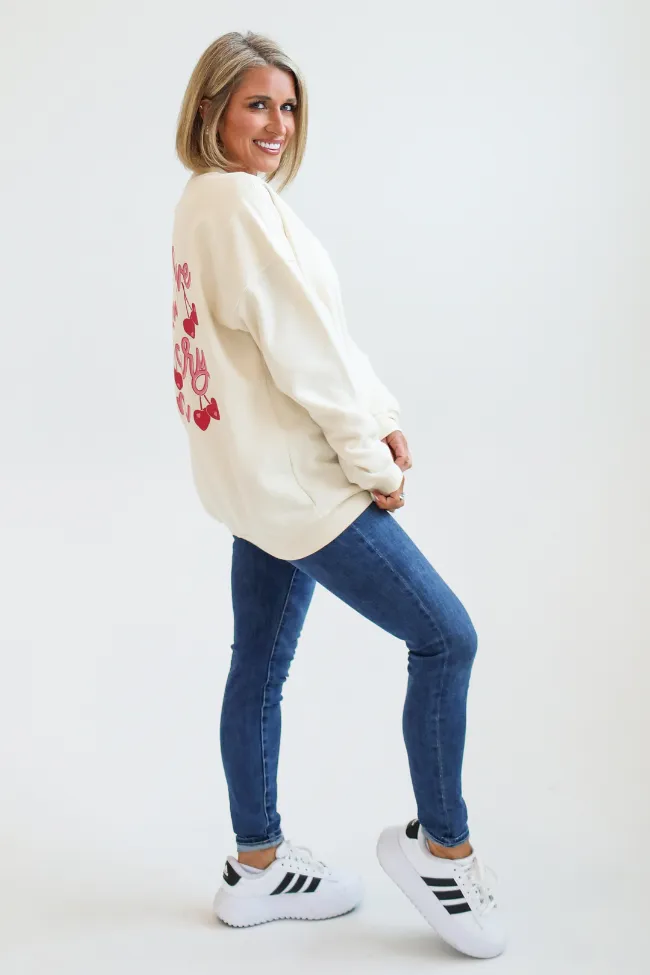 I Love You Cherry Much Cream Oversized Graphic Sweatshirt Kalee Rogers X Pink Lily sold by Pink Lily product image thumbnail 2