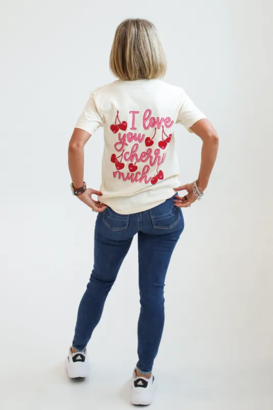 I Love You Cherry Much Ivory Comfort Color Graphic Tee Kalee Rogers X Pink Lily sold by Pink Lily