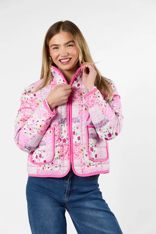 Going For It Floral Printed Zip Up Jacket FINAL SALE sold by Pink Lily product image thumbnail 4