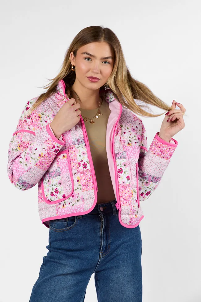 Going For It Floral Printed Zip Up Jacket FINAL SALE sold by Pink Lily product image thumbnail 2