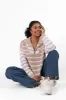 Worth Melting For Beige Striped Color Block Quarter Zip Pullover Sweater FINAL SALE sold by Pink Lily