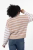 Worth Melting For Beige Striped Color Block Quarter Zip Pullover Sweater FINAL SALE sold by Pink Lily