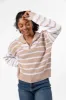 Worth Melting For Beige Striped Color Block Quarter Zip Pullover Sweater FINAL SALE sold by Pink Lily