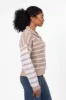 Worth Melting For Beige Striped Color Block Quarter Zip Pullover Sweater FINAL SALE sold by Pink Lily