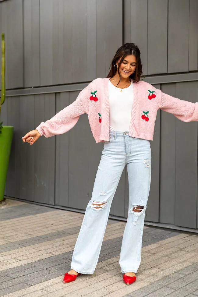 Cherry Picking Pink Embroidered Cardigan FINAL SALE sold by Pink Lily product image thumbnail 2