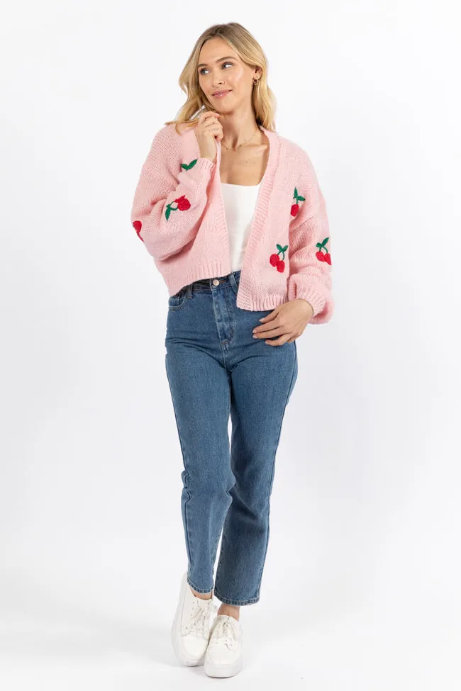 Cherry Picking Pink Embroidered Cardigan FINAL SALE sold by Pink Lily product image thumbnail 4