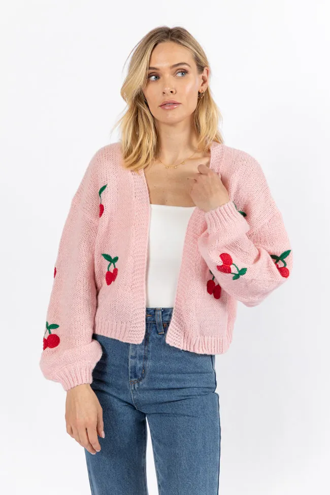 Cherry Picking Pink Embroidered Cardigan FINAL SALE sold by Pink Lily product image thumbnail 3