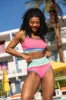 Do Not Disturb Pink and Blue Color Block Bikini Bottom sold by Pink Lily