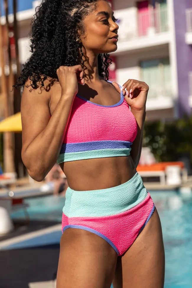 Do Not Disturb Pink and Blue Color Block Bikini Top FINAL SALE sold by Pink Lily product image thumbnail 3