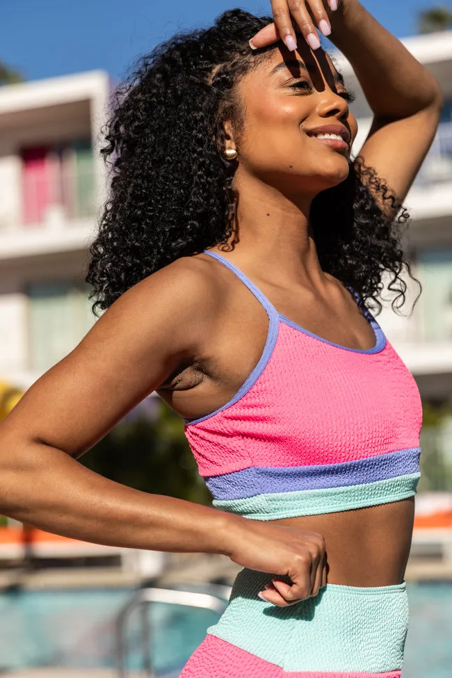Do Not Disturb Pink and Blue Color Block Bikini Top FINAL SALE sold by Pink Lily product image thumbnail 4