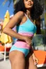 Do Not Disturb Blue and Pink Color Block Bikini Bottom sold by Pink Lily