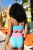 Do Not Disturb Blue and Pink Color Block Bikini Bottom sold by Pink Lily