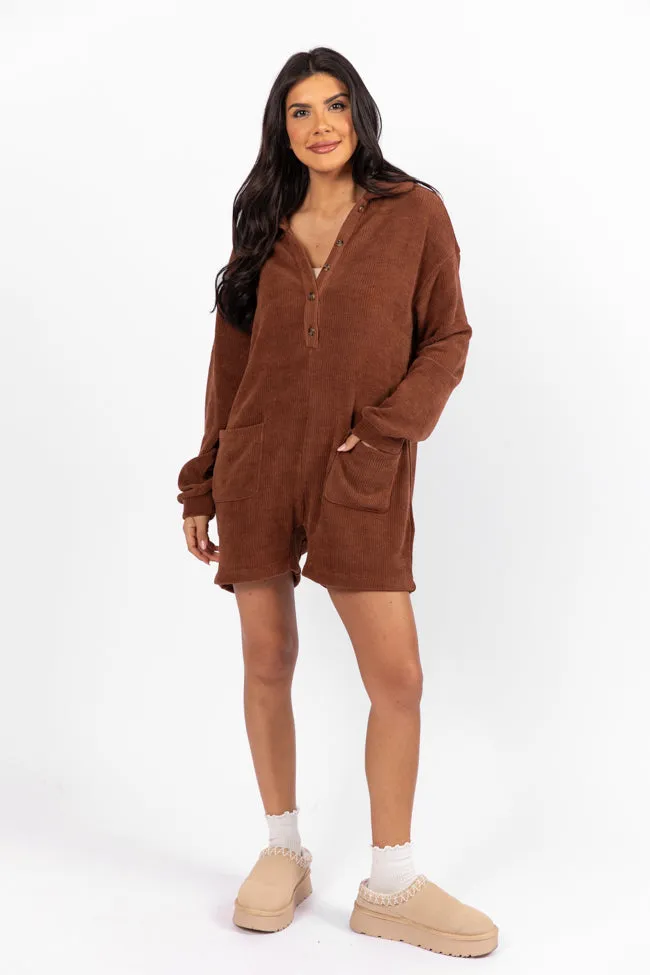 Now Or Never Chestnut Chenille Button Front Romper FINAL SALE sold by Pink Lily product image thumbnail 2