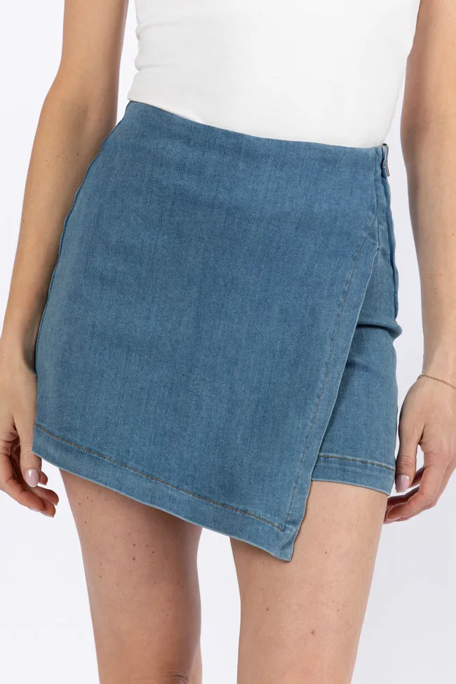Jessica Medium Wash Denim Skort FINAL SALE sold by Pink Lily