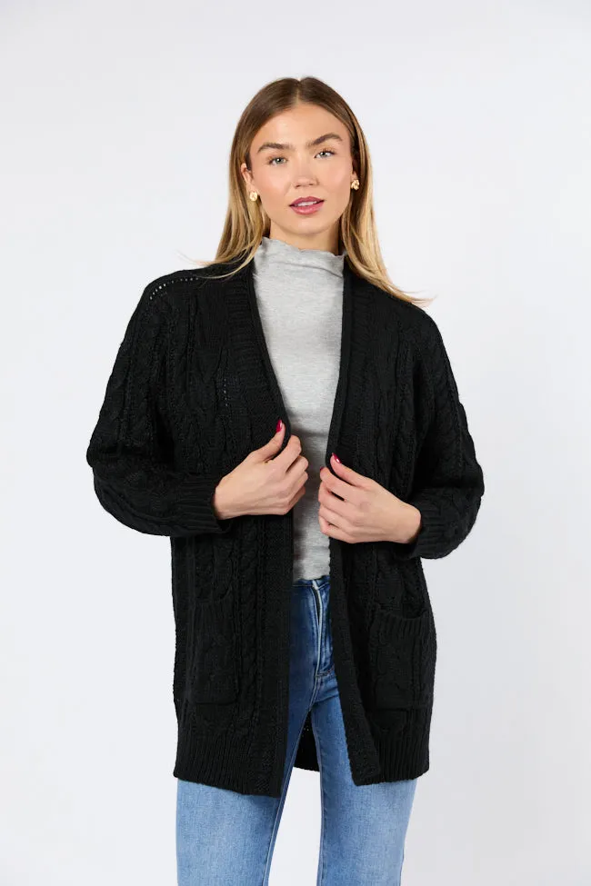 Sweet Nothings Black Chunky Cable Knit Cardigan FINAL SALE sold by Pink Lily product image thumbnail 3