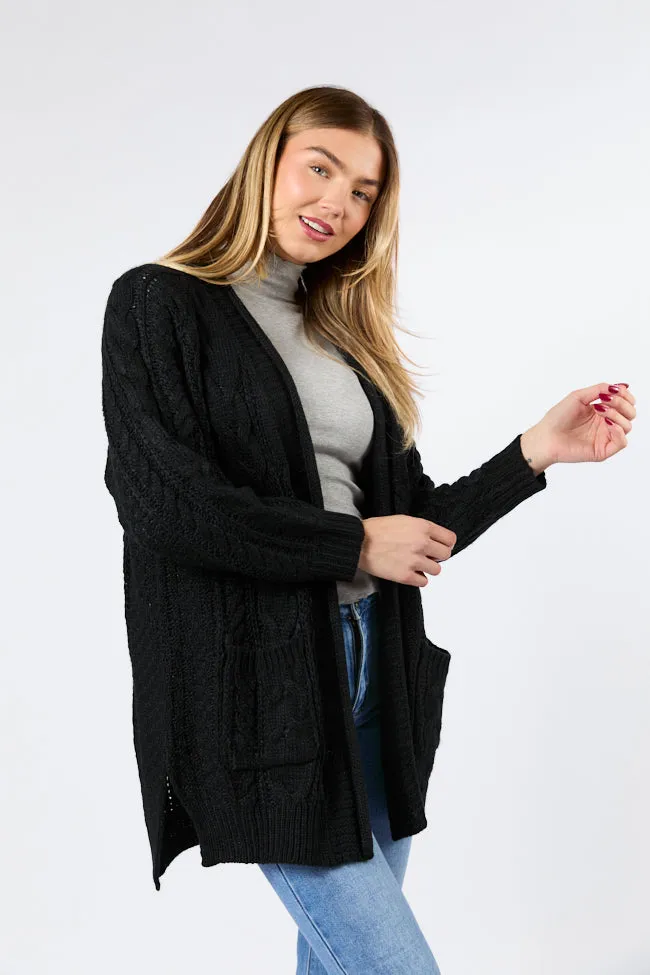 Sweet Nothings Black Chunky Cable Knit Cardigan FINAL SALE sold by Pink Lily
