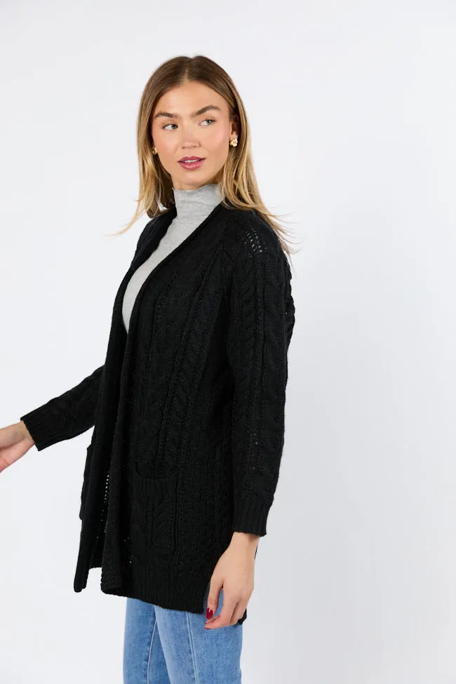 Sweet Nothings Black Chunky Cable Knit Cardigan FINAL SALE sold by Pink Lily product image thumbnail 4