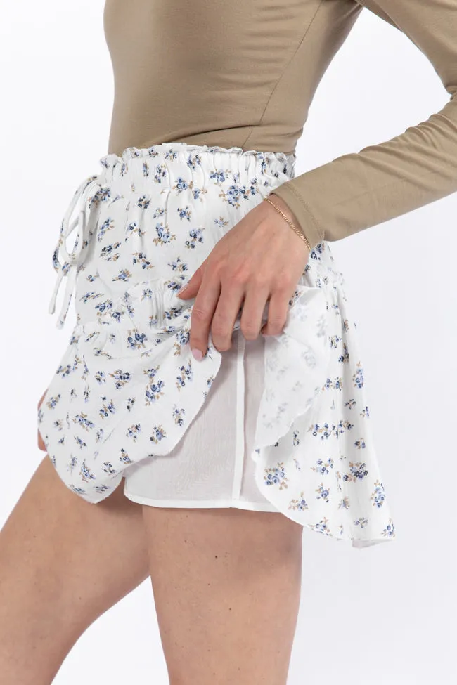 Garden Party Ivory and Blue Floral Print Gauze Skort FINAL SALE sold by Pink Lily product image thumbnail 5