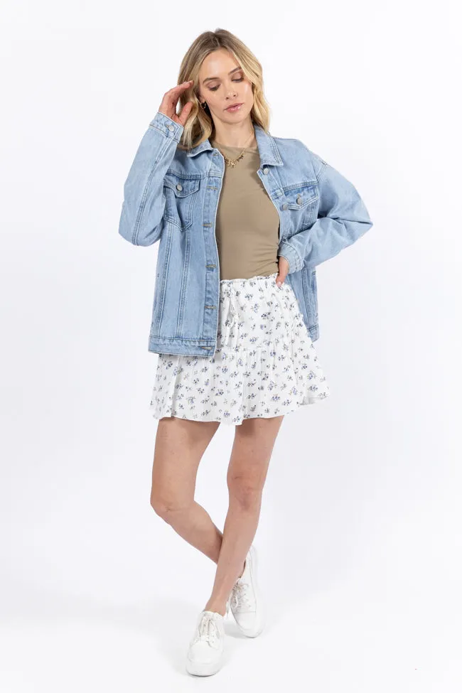 Garden Party Ivory and Blue Floral Print Gauze Skort FINAL SALE sold by Pink Lily product image thumbnail 2