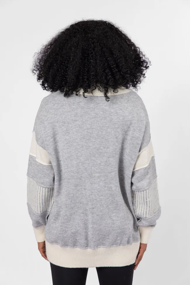 Think About It Heather Grey Collared Oversized Sweater FINAL SALE sold by Pink Lily product image thumbnail 4
