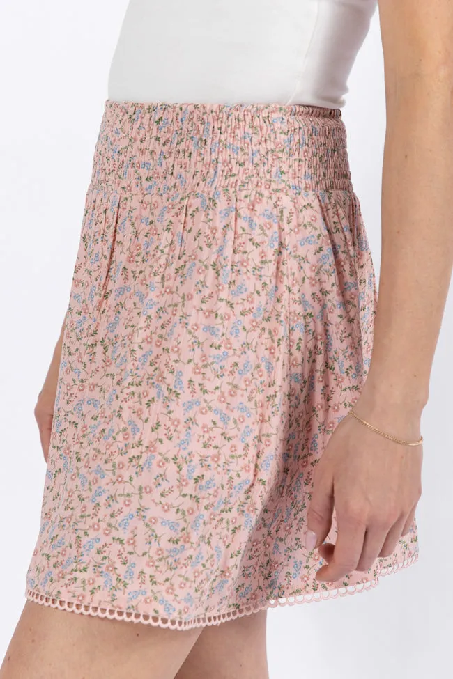 Through The Garden Pink Multi Floral Eyelet Trim Mini Skort SALE sold by Pink Lily product image thumbnail 4