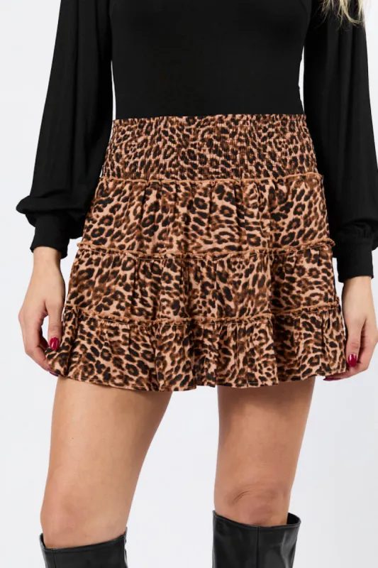 Through The Garden Brown Leopard Mini Skort DOORBUSTER sold by Pink Lily
