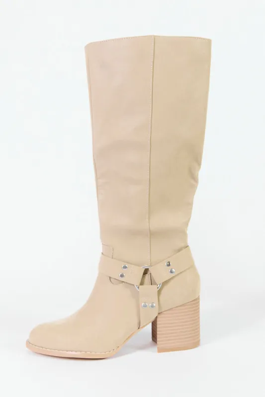 Hendrix Taupe Moto Tall Boot sold by Pink Lily