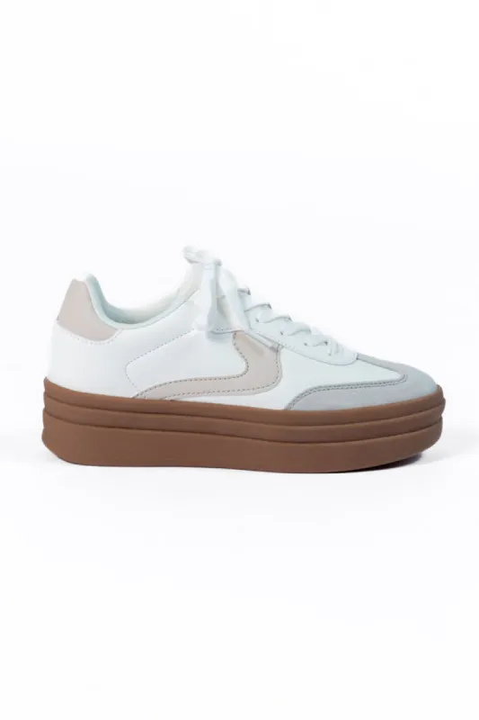 Giselle White and Tan Platform Sneaker FINAL SALE sold by Pink Lily