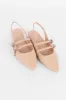 Margot Nude Pointed Toe Double Strap Flat sold by Pink Lily