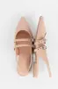 Margot Nude Pointed Toe Double Strap Flat sold by Pink Lily