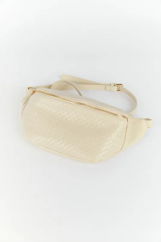 Woven Off White Belt Bag FINAL SALE sold by Pink Lily