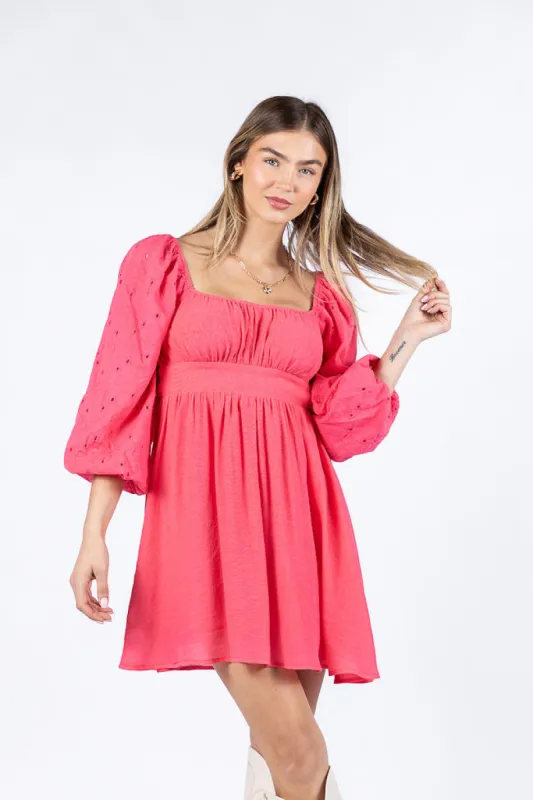 Beautiful Thoughts Pink Lace Sleeve Mini Dress FINAL SALE made by Pink Lily