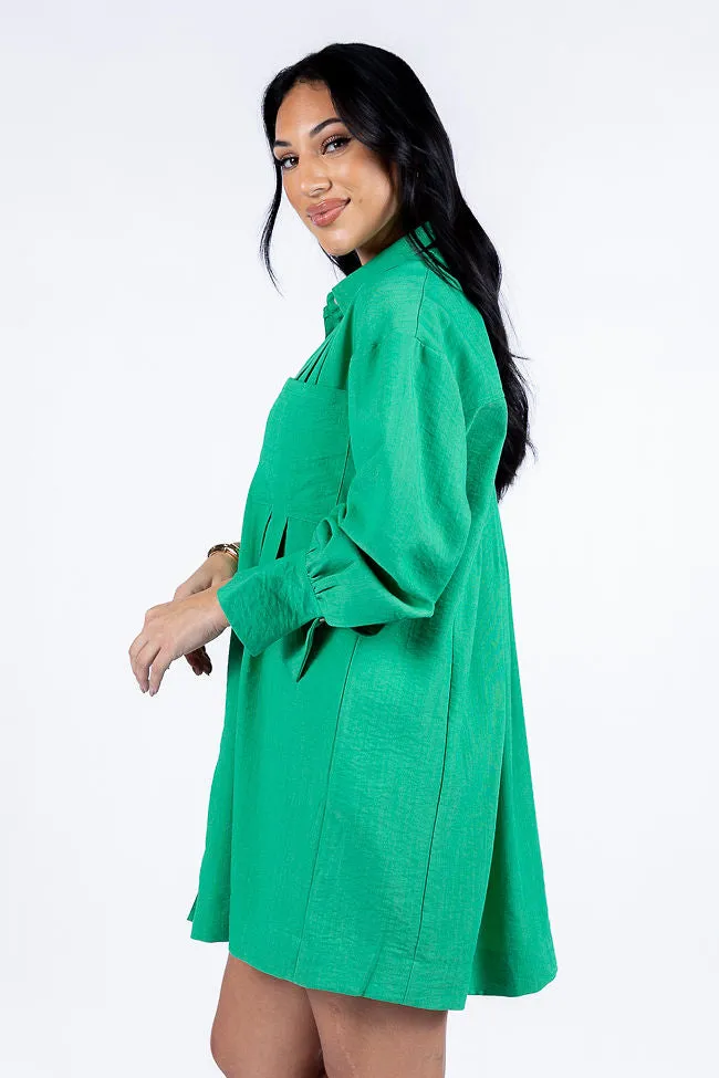 Write This Down Green Button Up Shirt Dress FINAL SALE sold by Pink Lily product image thumbnail 5