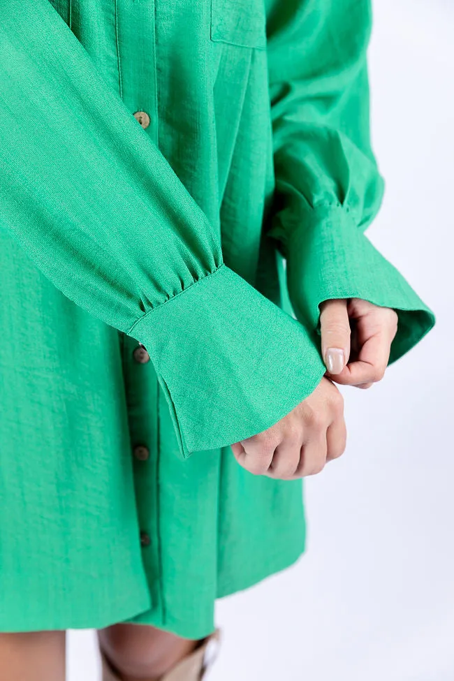 Write This Down Green Button Up Shirt Dress FINAL SALE sold by Pink Lily product image thumbnail 4