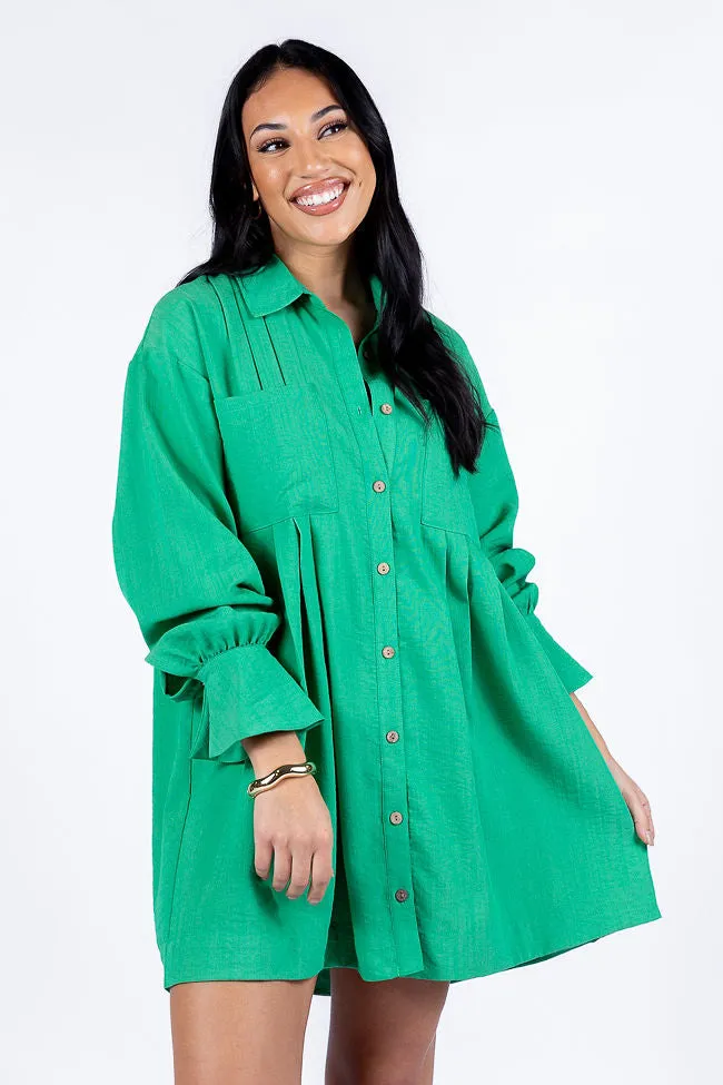 Write This Down Green Button Up Shirt Dress FINAL SALE sold by Pink Lily
