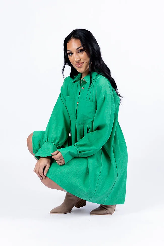 Write This Down Green Button Up Shirt Dress FINAL SALE sold by Pink Lily product image thumbnail 2