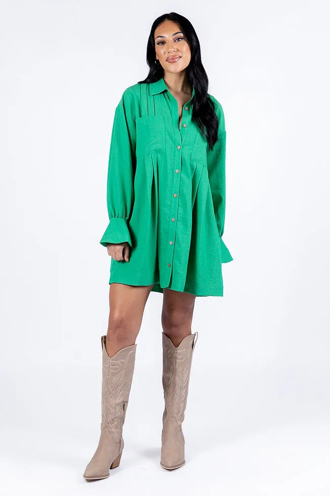 Write This Down Green Button Up Shirt Dress FINAL SALE sold by Pink Lily product image thumbnail 3